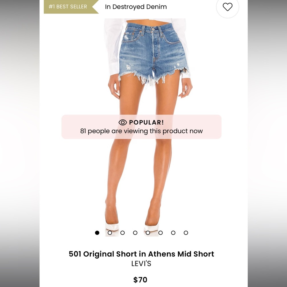 Levi's 501 Blue Denim Frayed Shorts